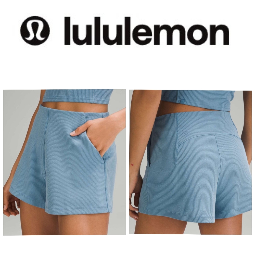 Lululemon Ribbed Softstreme High-Rise Short 2" Utility Blue